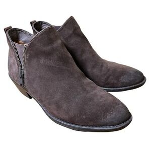 Sofft Vinton Chocolte Brown Suede Booties Boots Size Zip Western‎ Heel Size 8.5